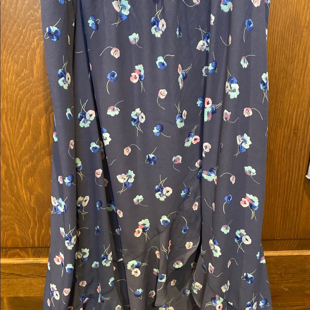 Blue Floral Wrap Skirt